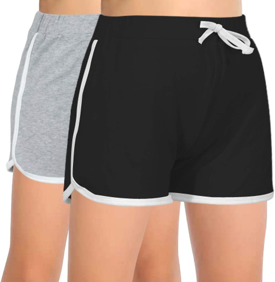 2 Pack Girl'S Active Wear Play up Workout Gym Athletic Sport Running Casual Dolphin Shorts