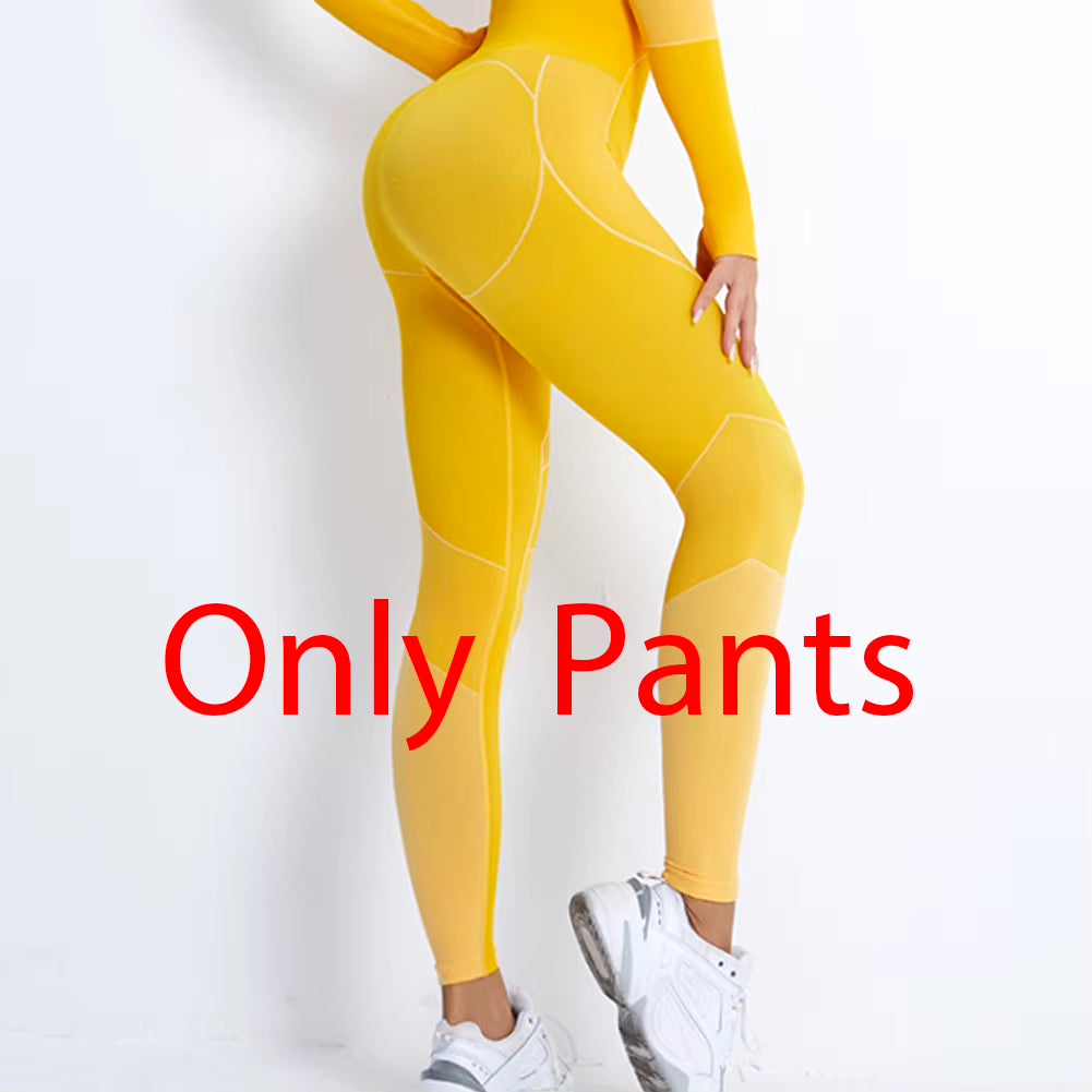 Autumn New Women Yoga Clothing Set Sports Suit Sportswear Fitness Athletic Wear Gym Seamless Workout Leggings Long Sleeve Outfit