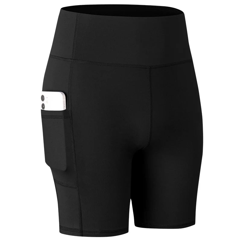 Women'S Yoga Shorts with Pocket Running Tights Short High Waist Gym Compression Sport Shorts Yoga Legging Gym Workout Short