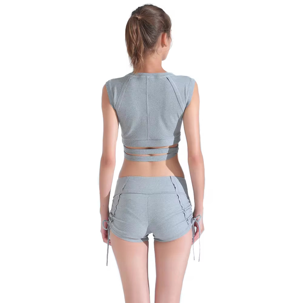 Sports Wear for Women Gym Fitness Clothing Female Cotton Dry Fit Cozy Solid Slim Strappy Yoga Wear Jogging Femme Workout Clothes